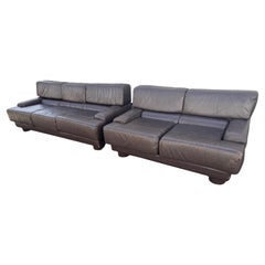 Percival Lafer 3 Seat Brown Leather Sofa and Loveseat  (lounge chairs available)
