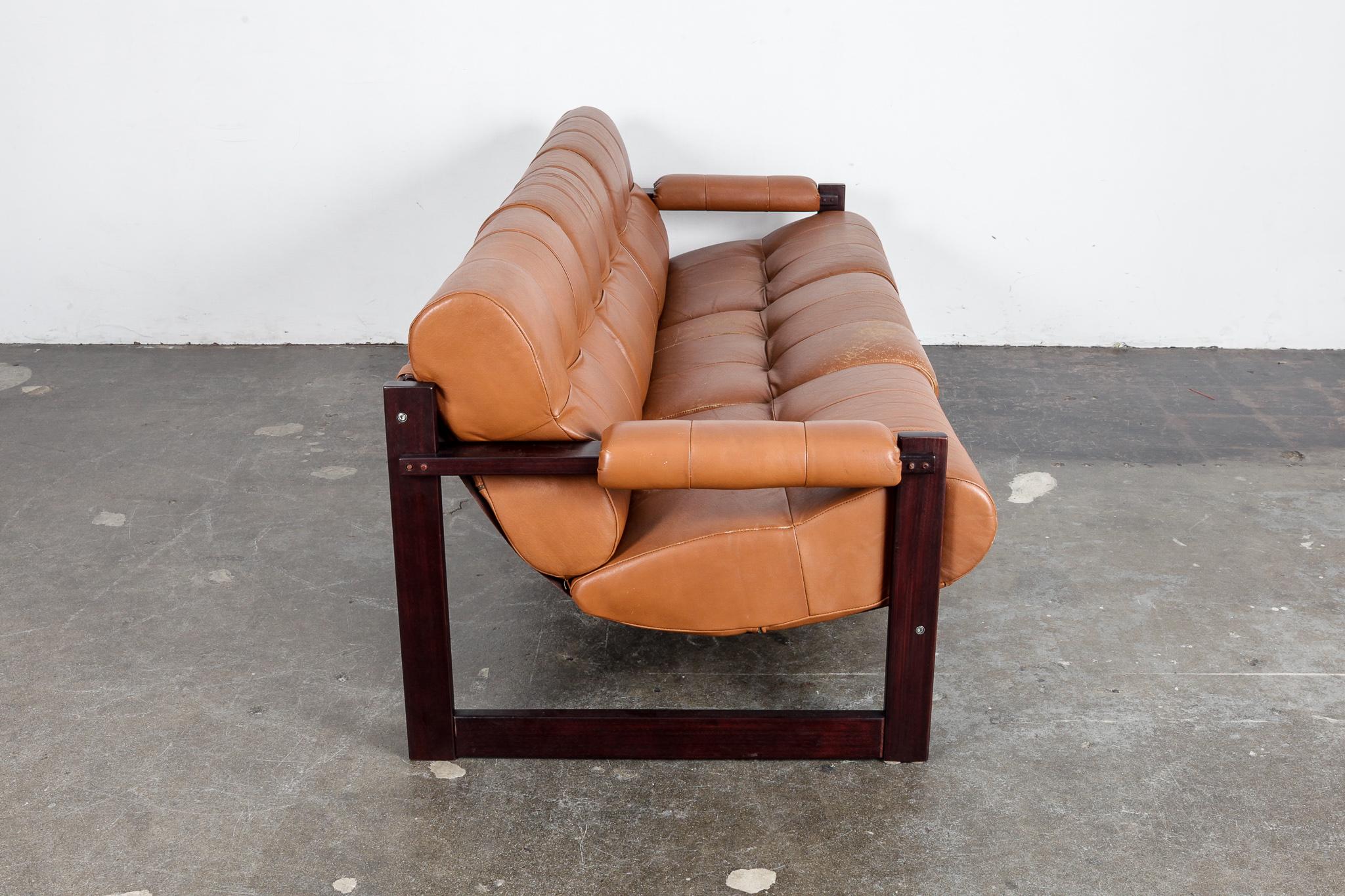 burnt orange leather couch