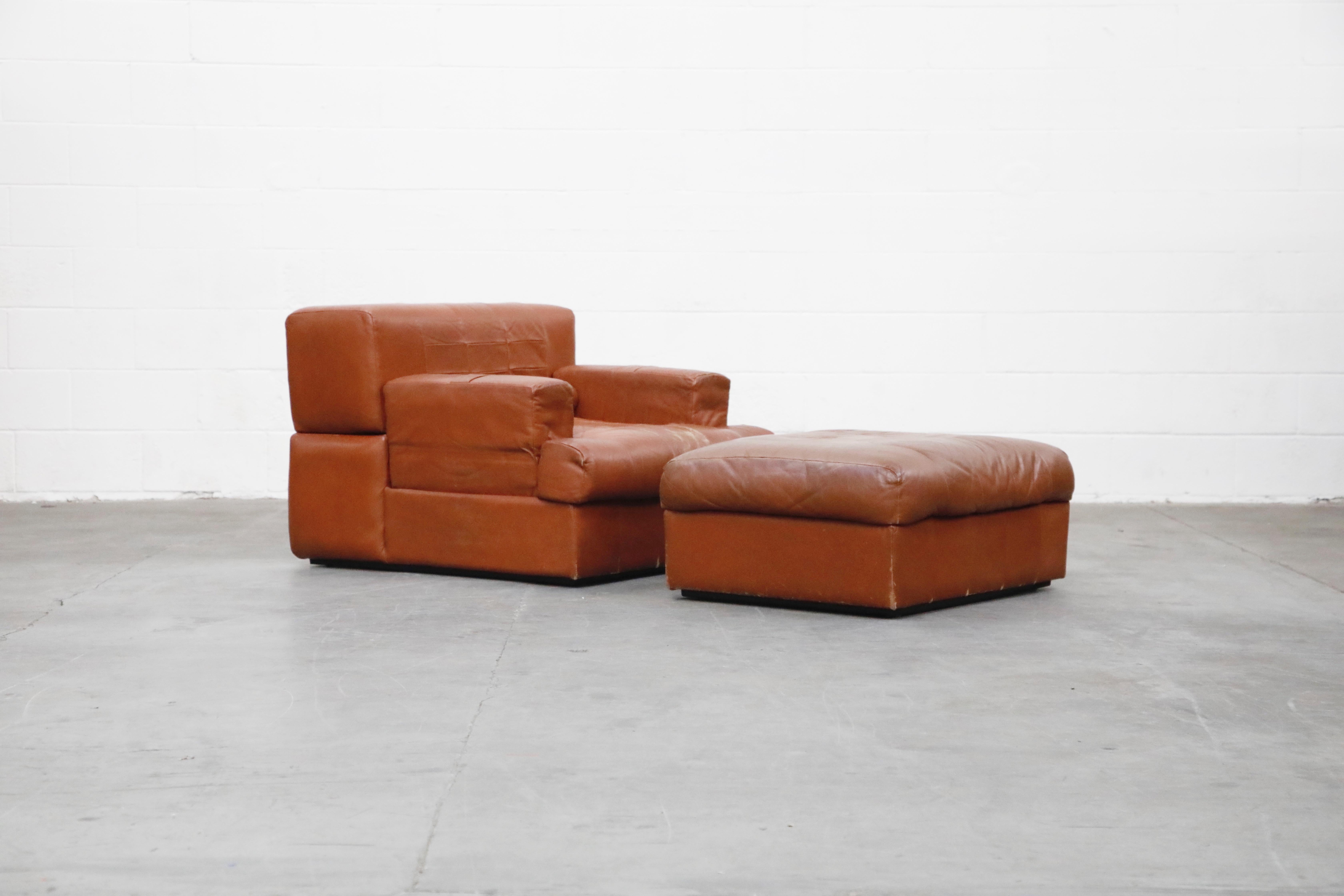 Mid-Century Modern Percival Lafer Adjustable Leather Armchair and Ottoman, Brazil, circa 1960