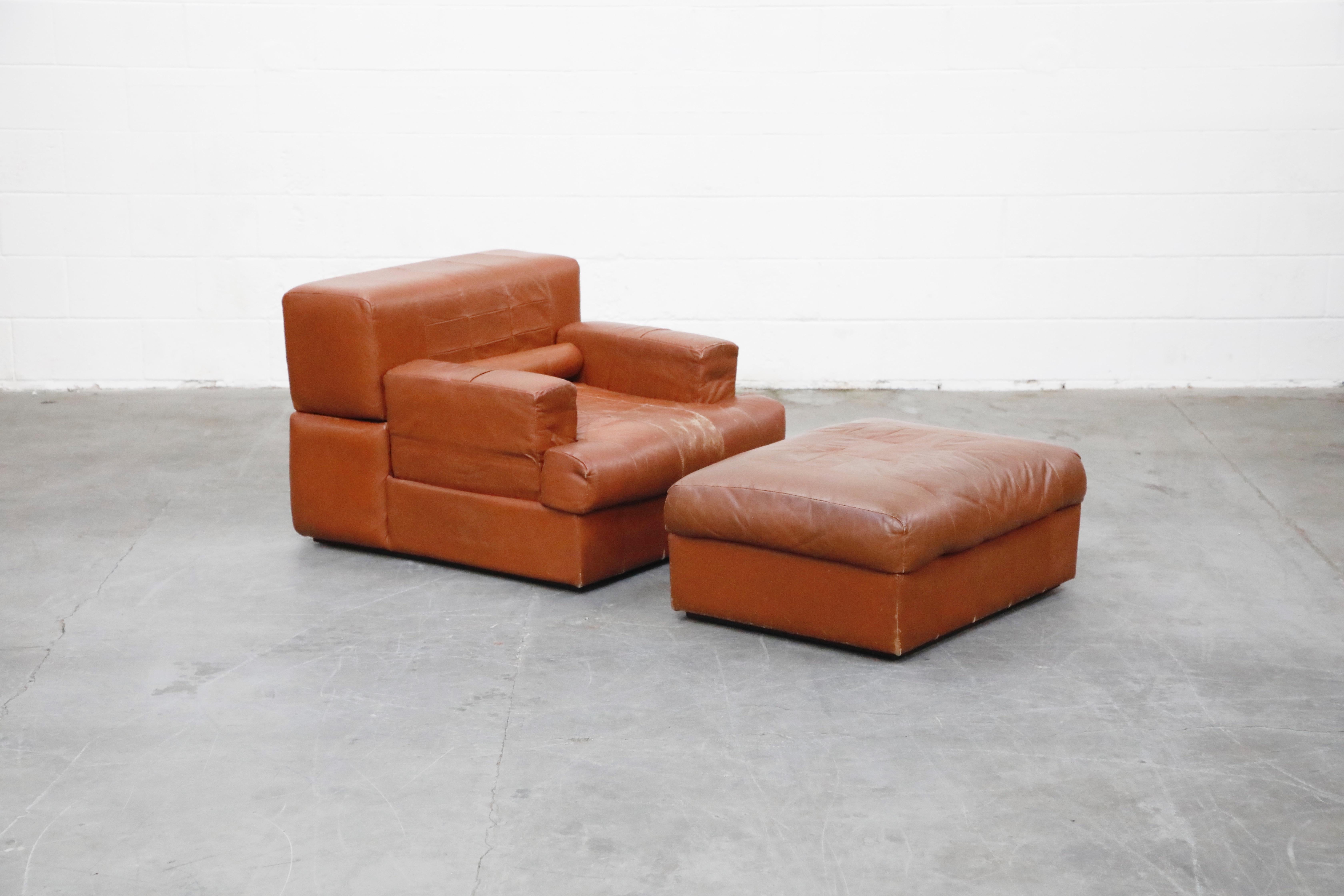 Percival Lafer Adjustable Leather Armchair and Ottoman, Brazil, circa 1960 In Good Condition In Los Angeles, CA