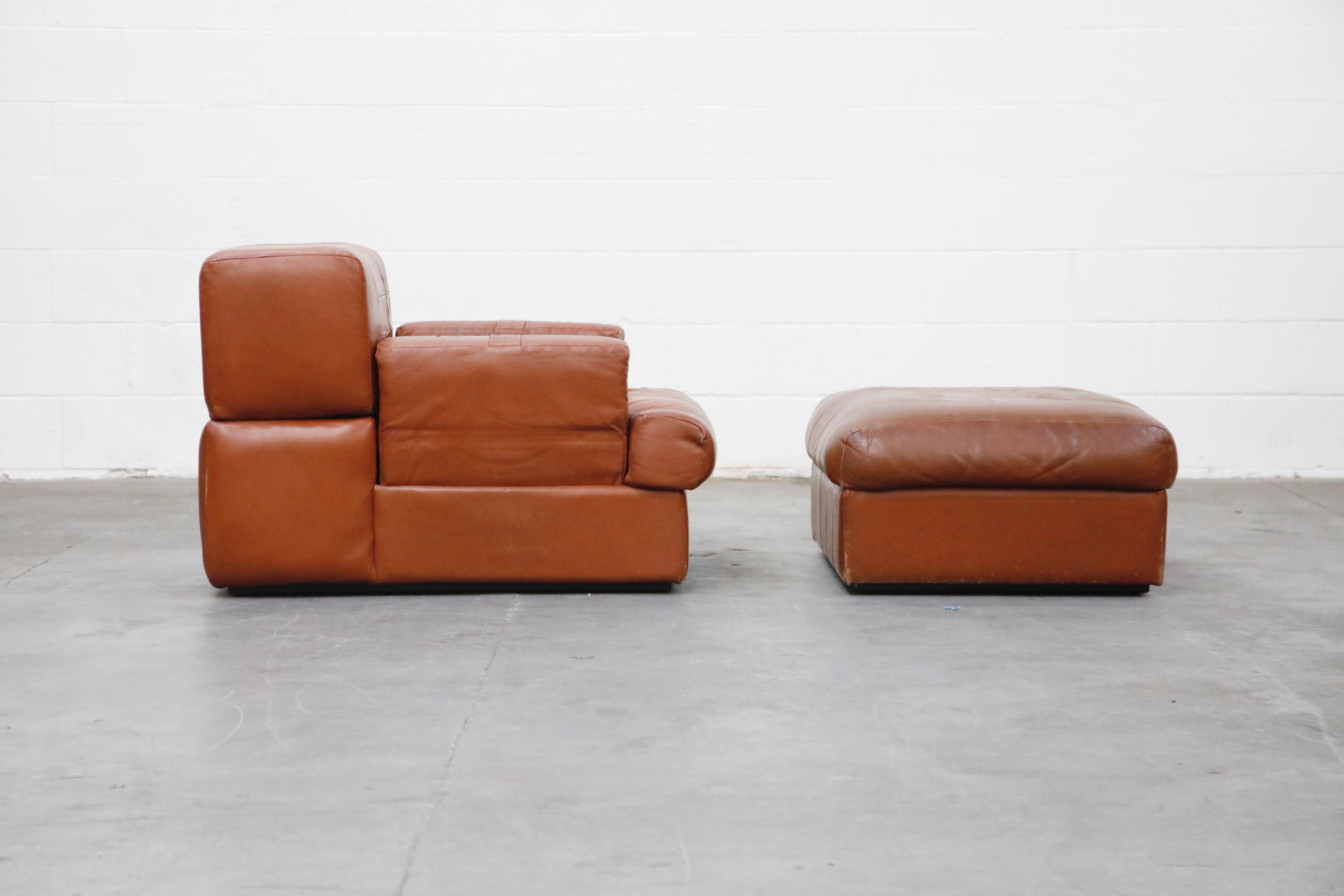 Mid-20th Century Percival Lafer Adjustable Leather Armchair and Ottoman, Brazil, circa 1960