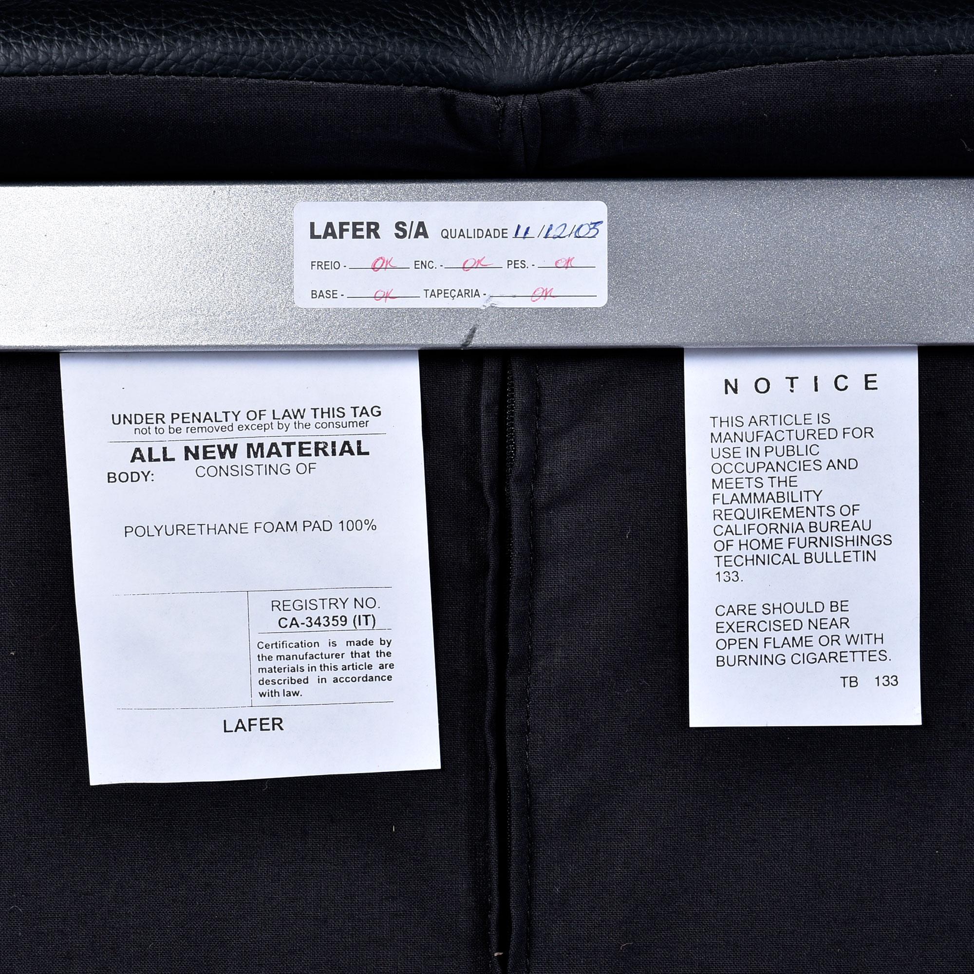 Percival Lafer Recliner girevole in pelle nera e cromo, Brasile, 2003 in vendita 6