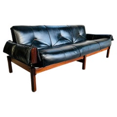 Percival Lafer Brasilian Rosewood Leather Sofa Percival Lafer Brasilian Rosewood Leather Sofa