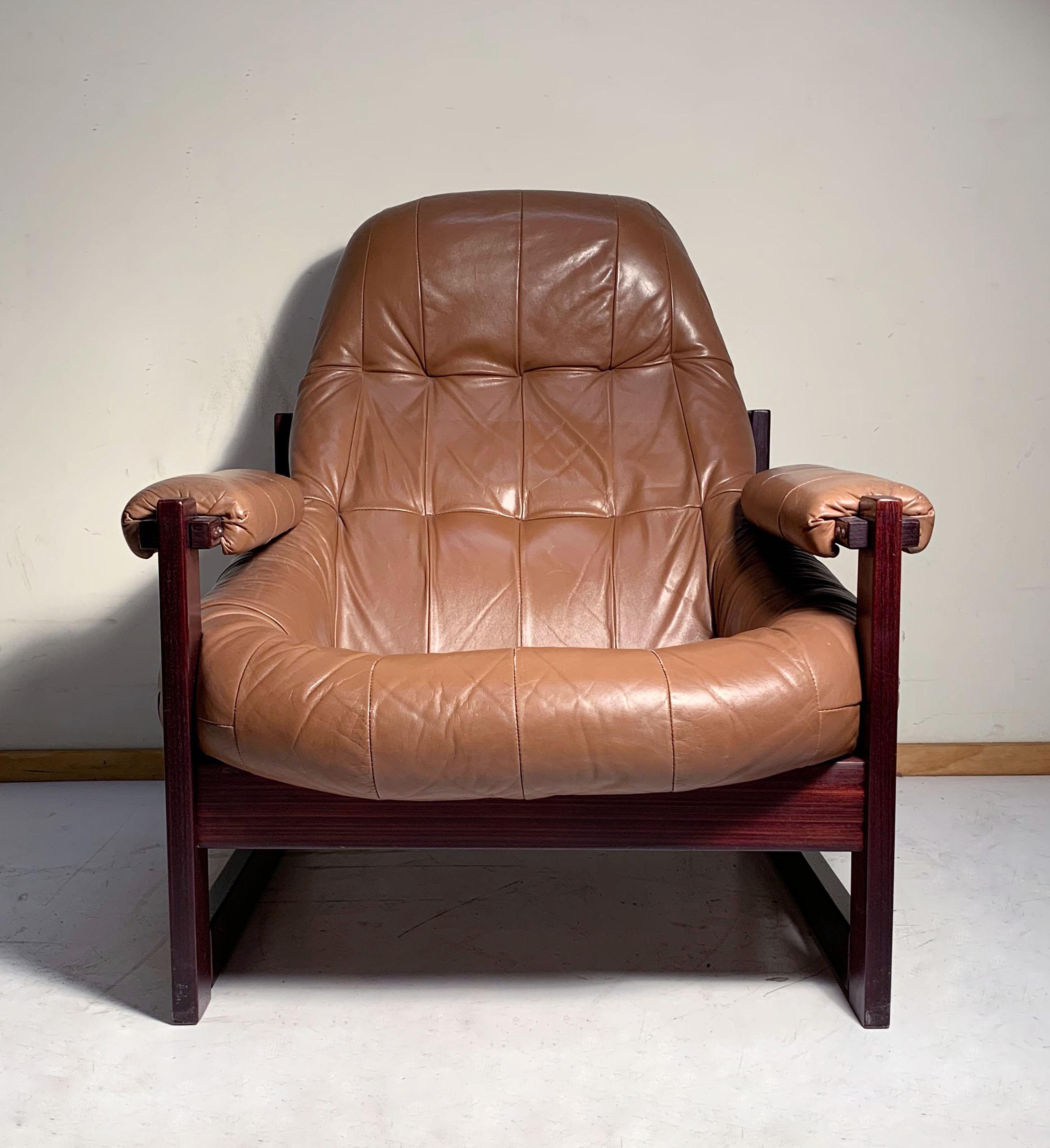 Percival Lafer Brazilian Leather Lounge In Good Condition In Chicago, IL