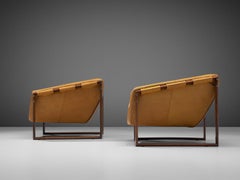 Percival Lafer brasilianische Lounge-Stühle aus ockergelbem Leder
