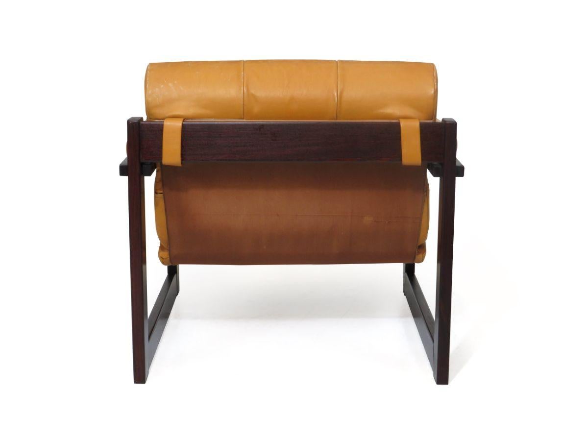 20th Century Percival Lafer Brazilian Mahogany Sling Chairs and Ottoman Set For Sale