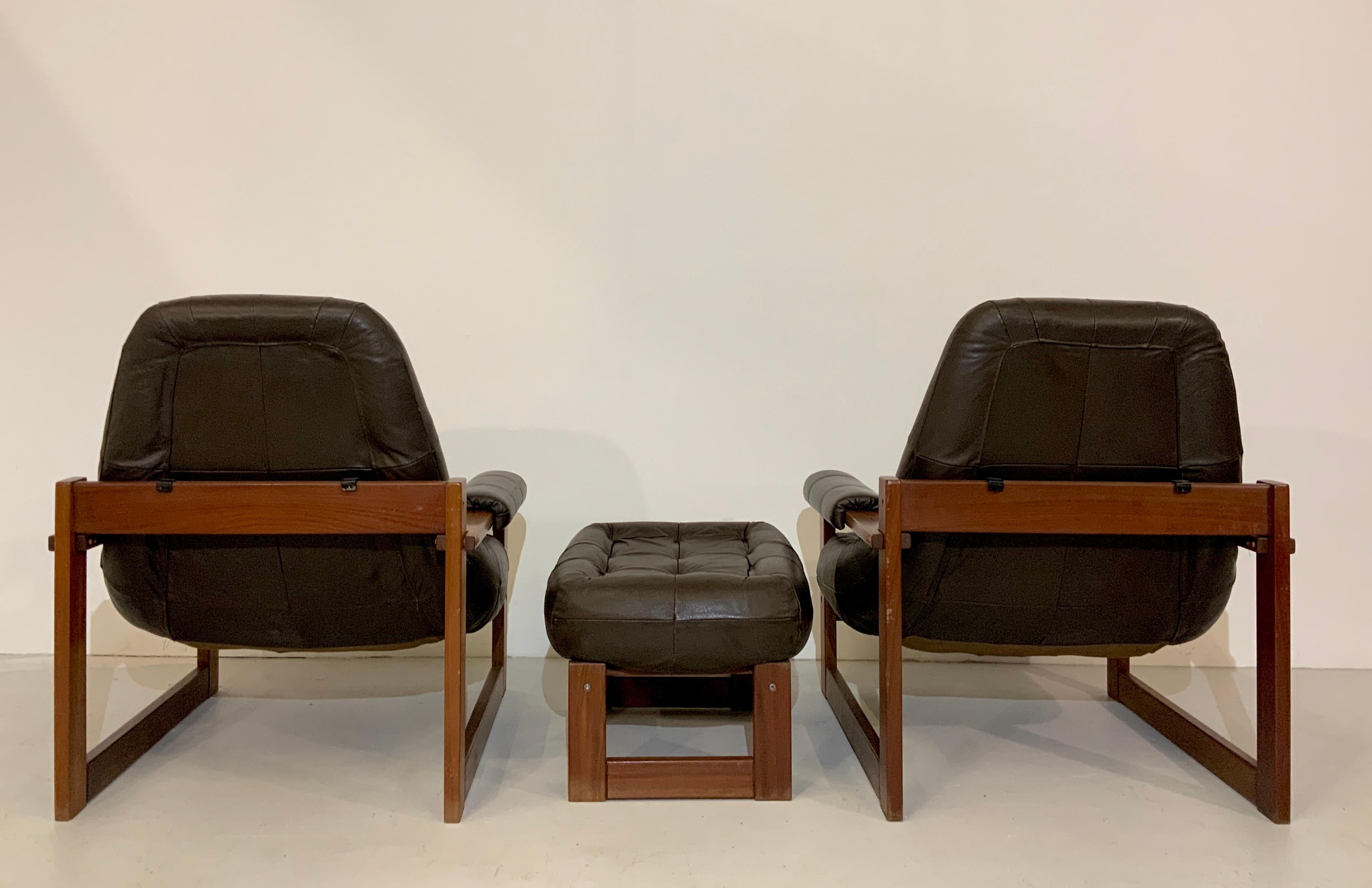 Percival Lafer Brazilian Mid-Century Modern Design Leather Living Room Set 1970s For Sale 6