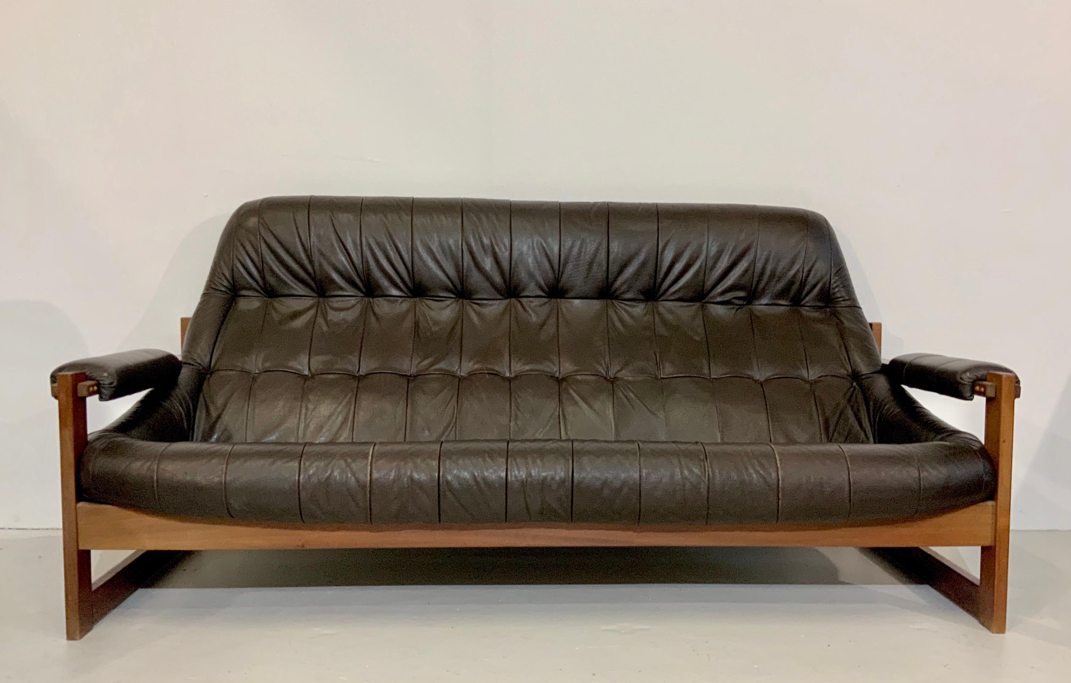 Percival Lafer Brazilian Mid-Century Modern Design Leather Living Room Set 1970s For Sale 3