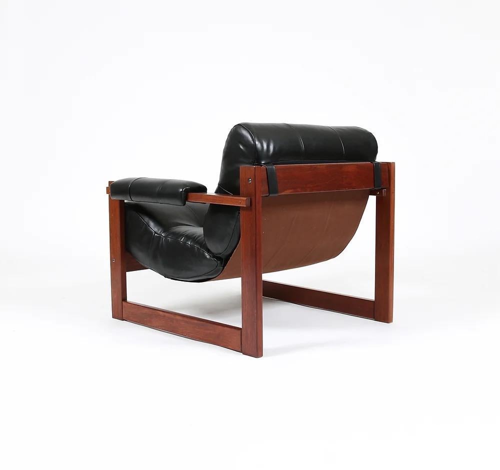 Mid-Century Modern Percival Lafer Brazilian Modern Leather Lounge Chair. MP-167 S-1 For Sale