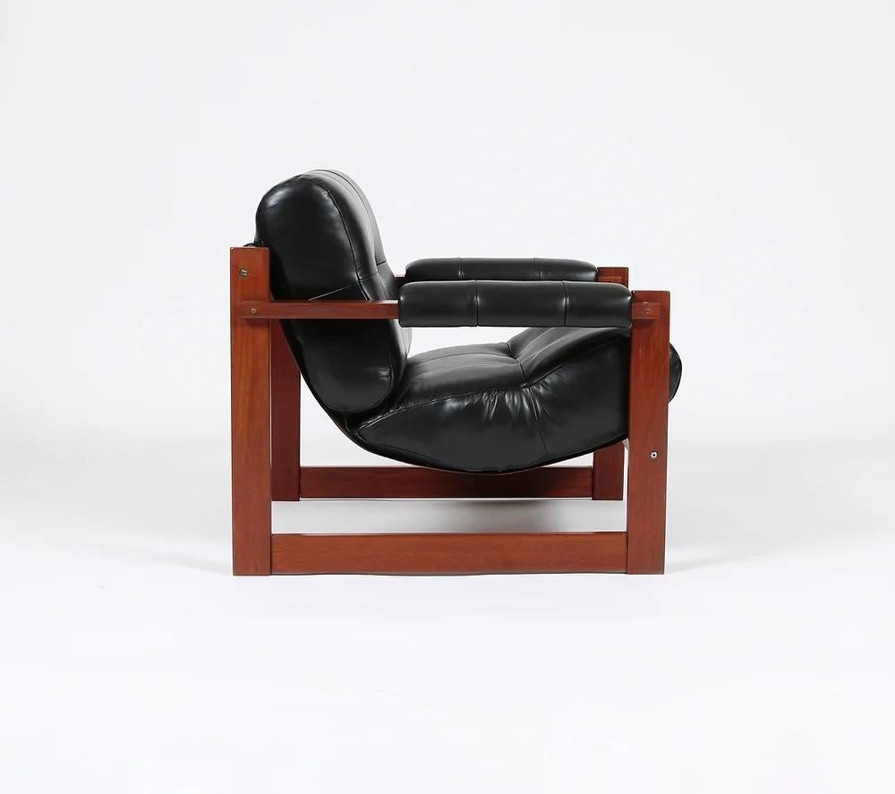 Late 20th Century Percival Lafer Brazilian Modern Leather Lounge Chair. MP-167 S-1 For Sale