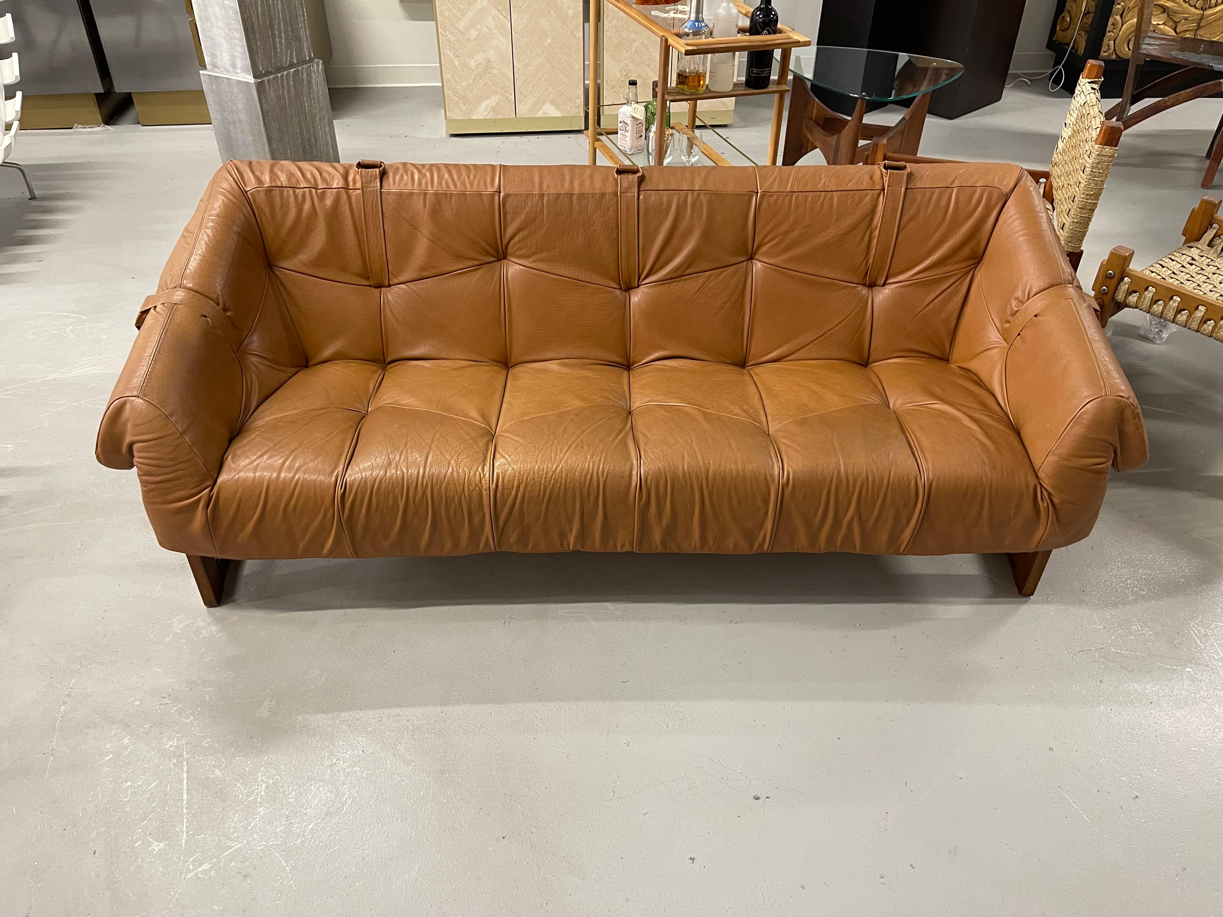 Percival Lafer Brazilian Rosewood Leather Sofa 1