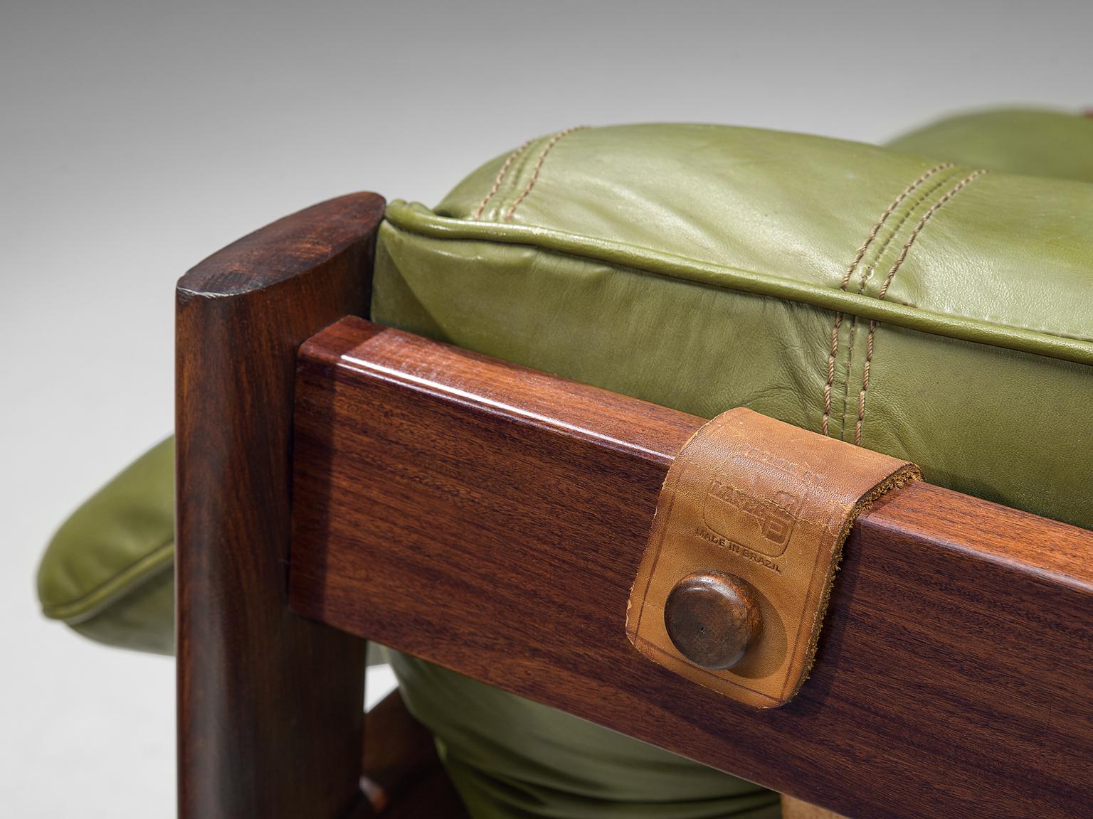 Mid-Century Modern Percival Lafer Brazilian Sofa with Green Leather