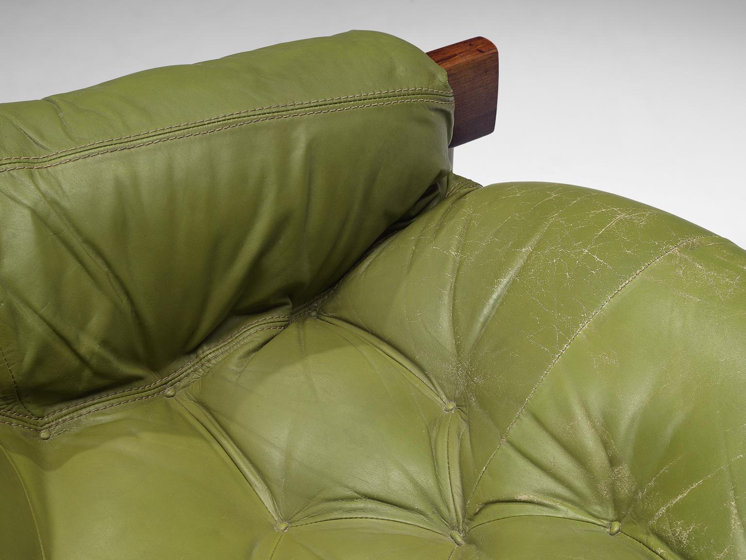 Mid-20th Century Percival Lafer Brazilian Sofa with Green Leather