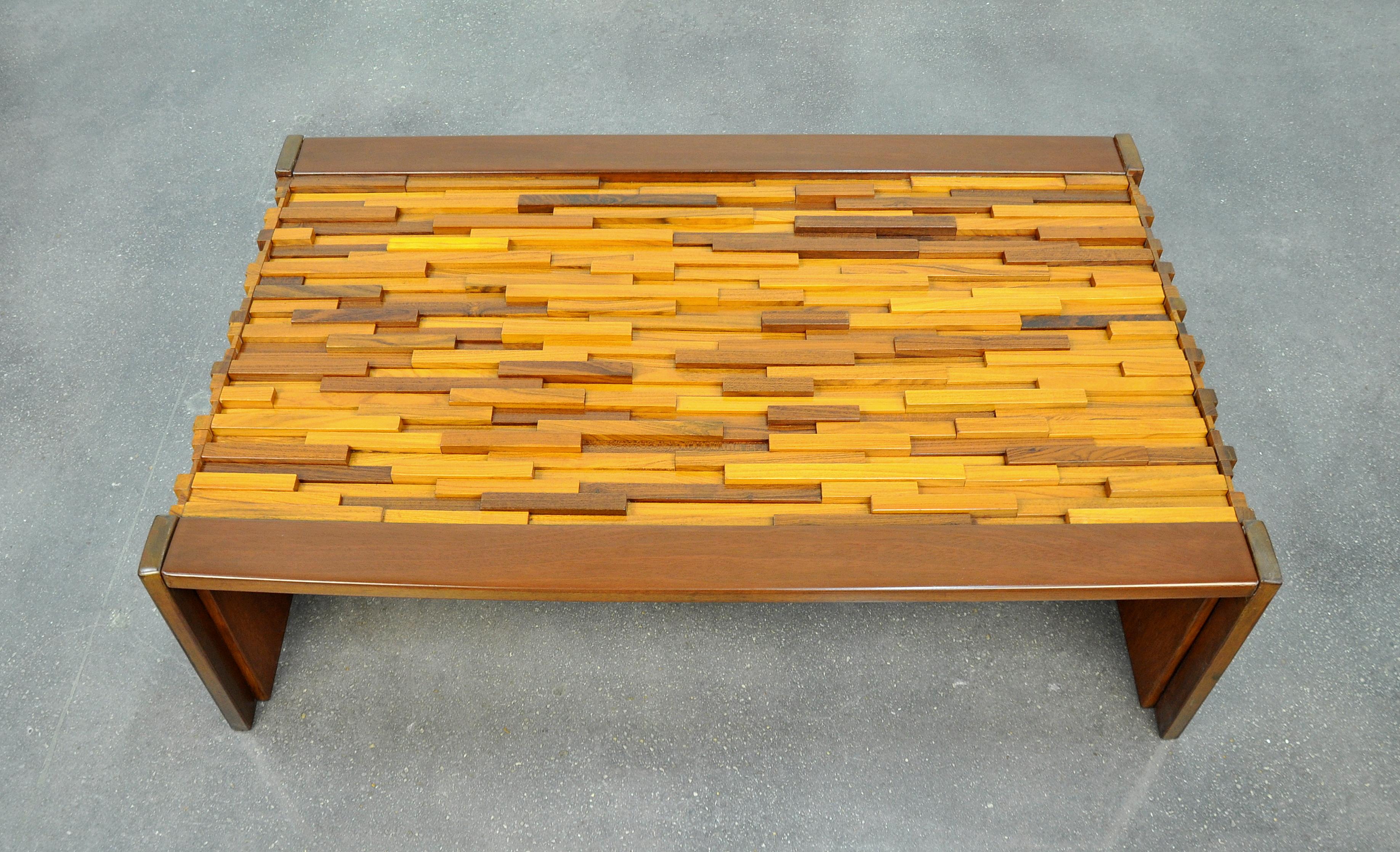 Percival Lafer Rosewood, Teak and Mahogany Brutalist Coffee Table 4