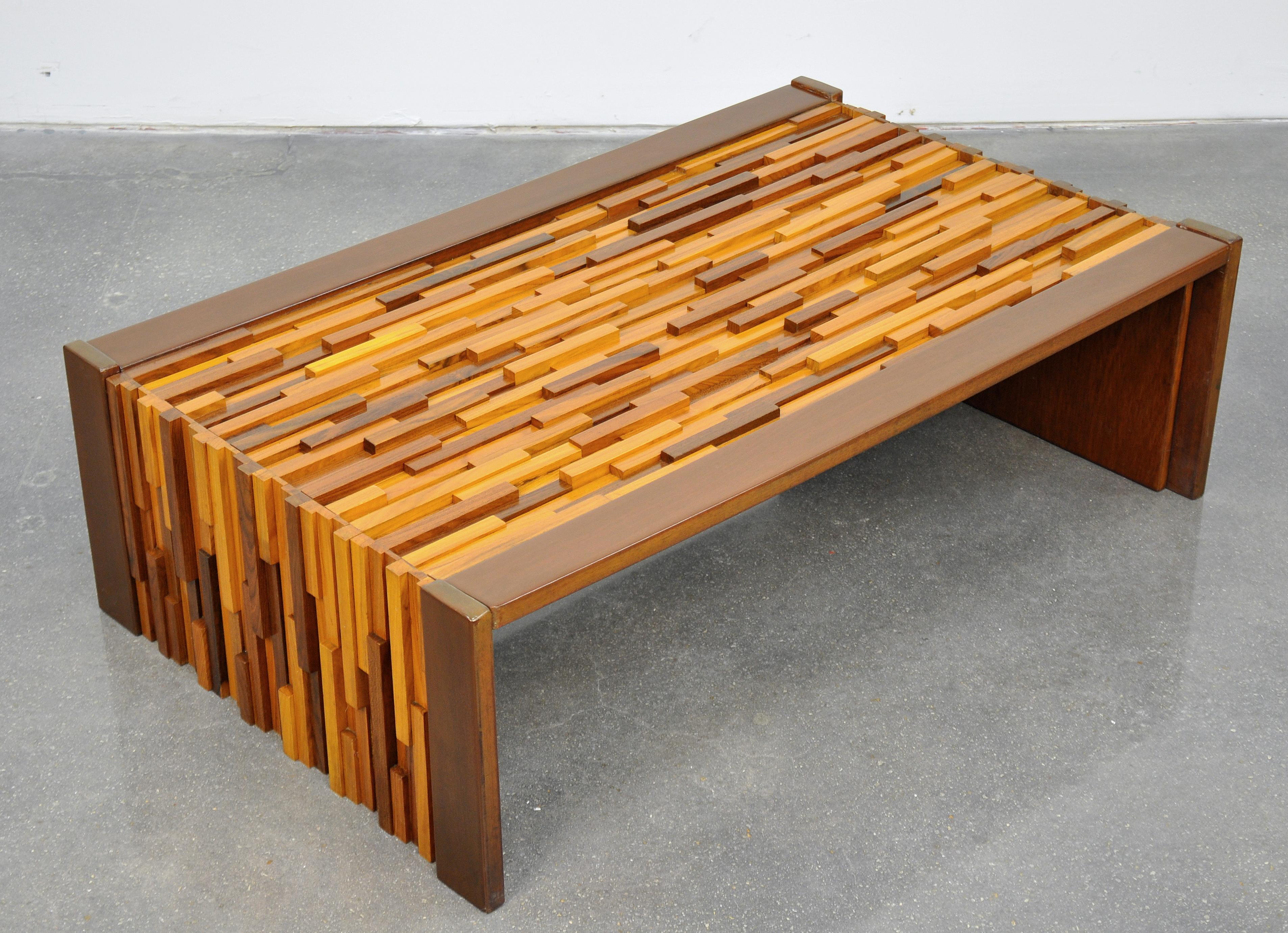 Percival Lafer Rosewood, Teak and Mahogany Brutalist Coffee Table 7