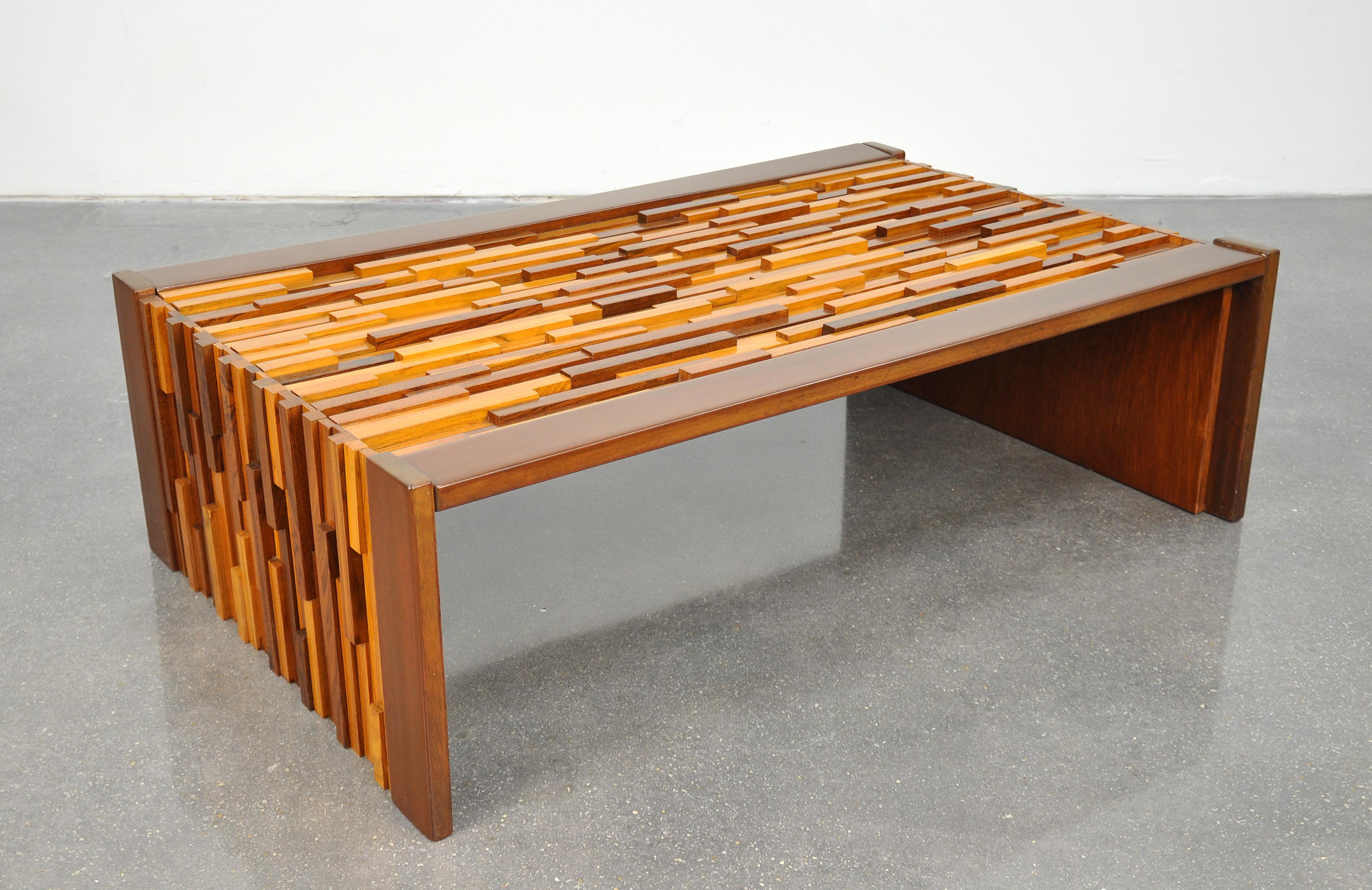 Mid-20th Century Percival Lafer Rosewood, Teak and Mahogany Brutalist Coffee Table
