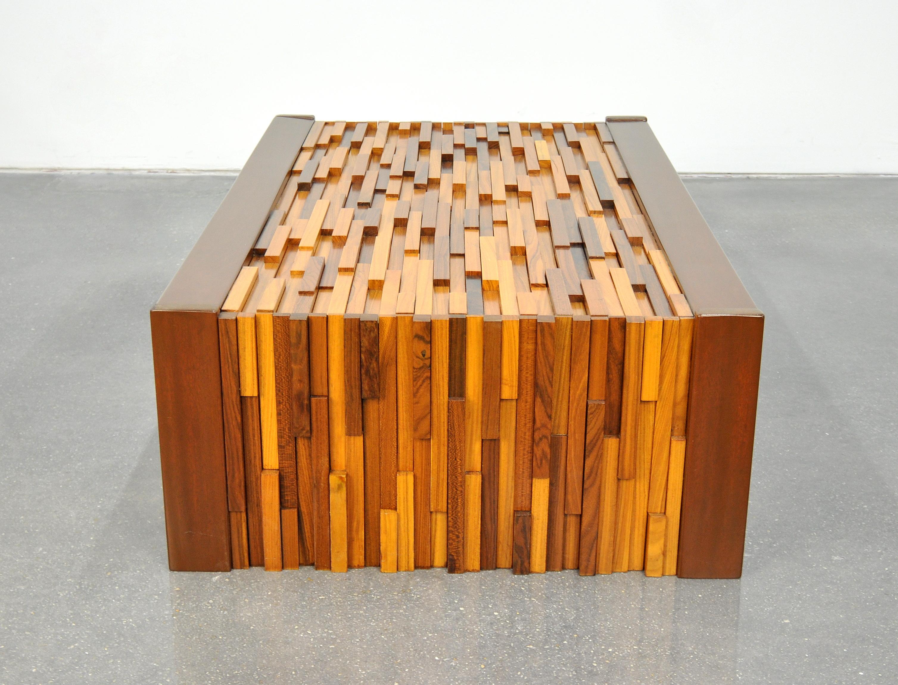 Percival Lafer Rosewood, Teak and Mahogany Brutalist Coffee Table 2