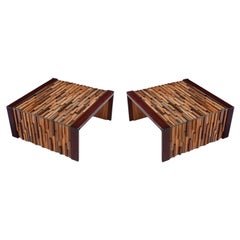 Cocktail Tables brasiliani in rilievo in legno duro Parquet Brutalista Percival Lafer