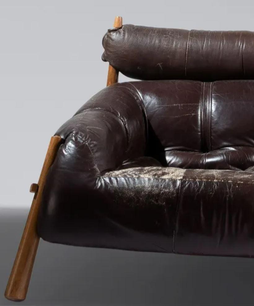 Steel  Percival Lafer Chocolate Brown Leather Sofa MP-97