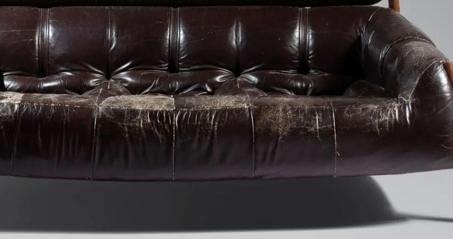  Percival Lafer Chocolate Brown Leather Sofa MP-97 1