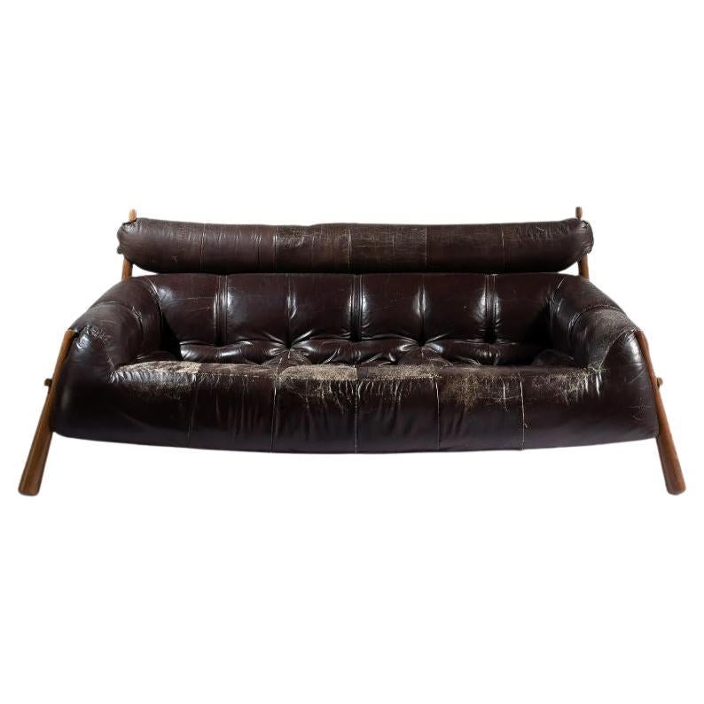  Percival Lafer Chocolate Brown Leather Sofa MP-97