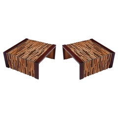 Percival Lafer Cocktail Tables, Brazilian-Modern Parquet Wood, 1970s