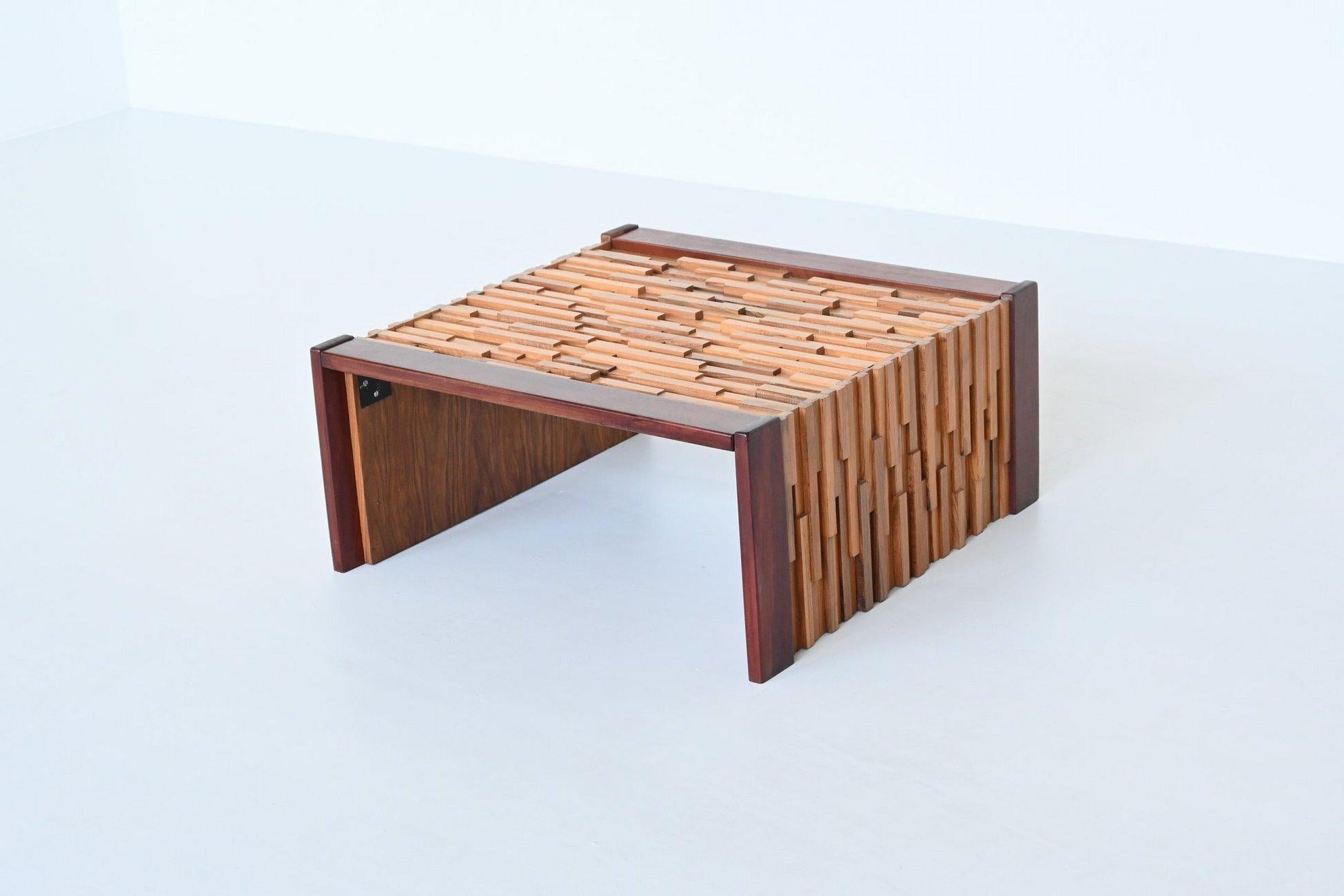 Percival Lafer coffee table in mixed wood Brazil 1960 For Sale 6