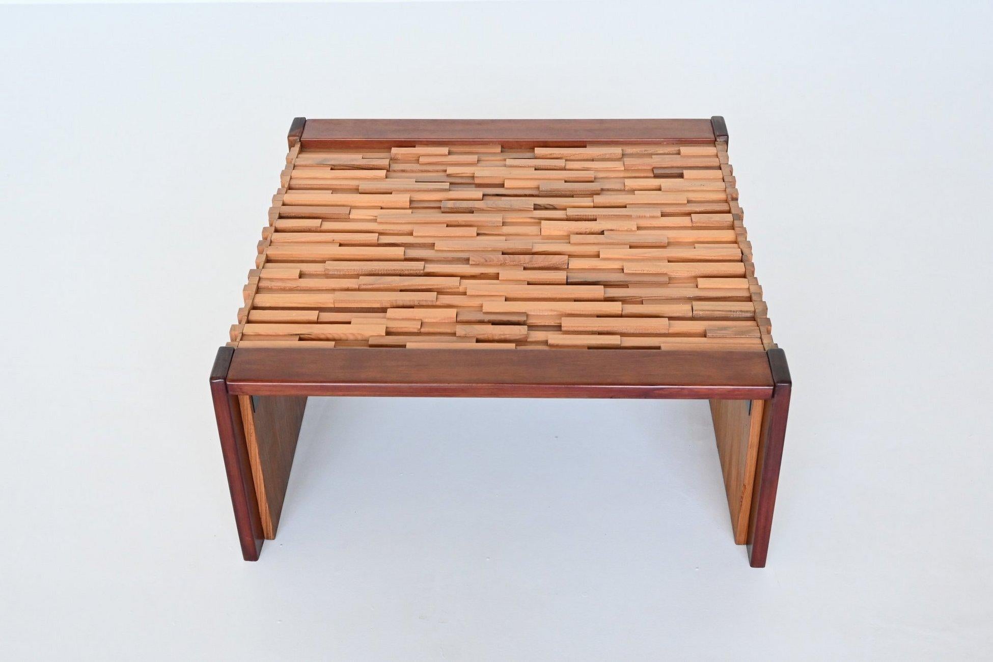 Percival Lafer coffee table in mixed wood Brazil 1960 For Sale 7