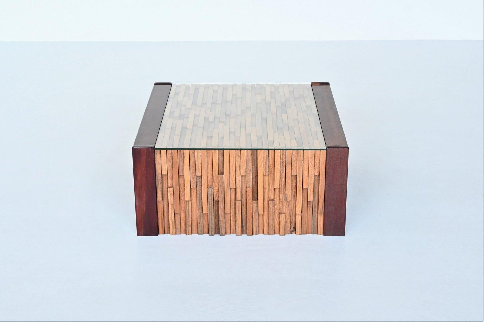 Mid-Century Modern Table basse Percival Lafer en bois mixte Brésil 1960 en vente