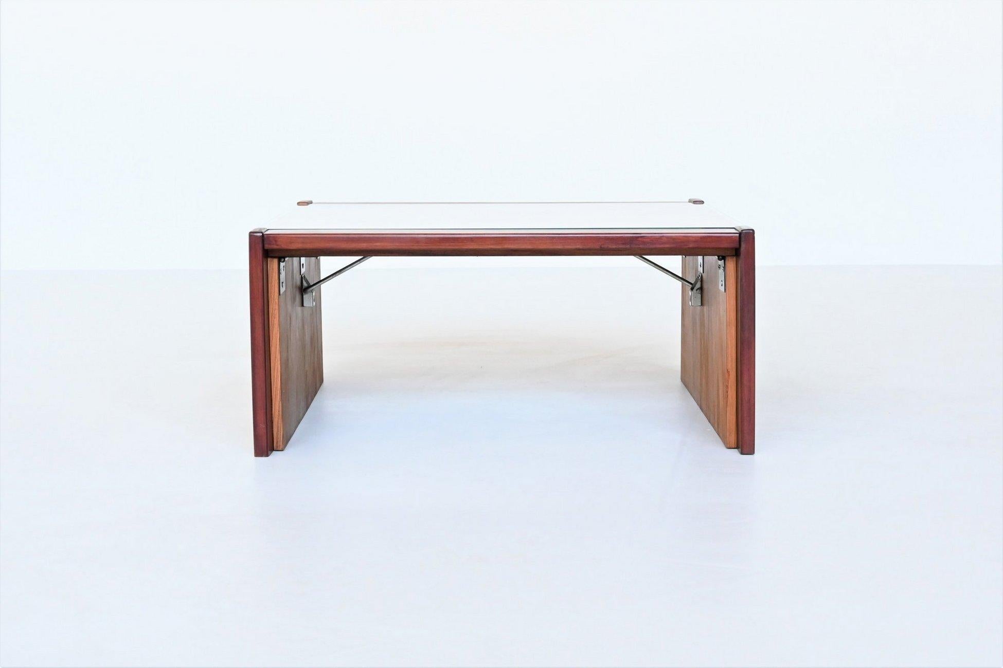 Table basse Percival Lafer en bois mixte Brésil 1960 Bon état - En vente à Etten-Leur, NL