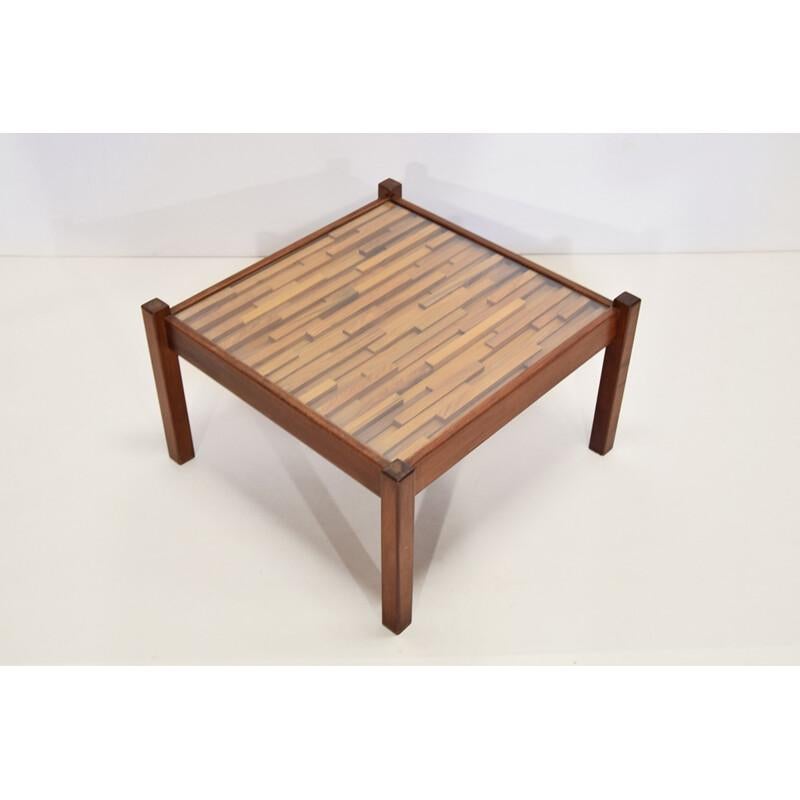 Mid-Century Modern Percival Lafer, Coffee Table, Patchwork Wood, c. 1970 For Sale