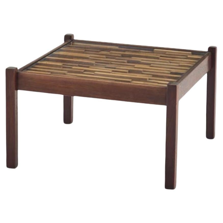 Table basse Percival Lafer, bois patchwork, vers 1970