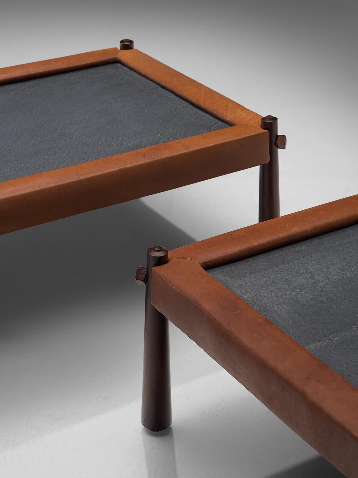 Percival Lafer Coffee Table with Cognac Leather 4