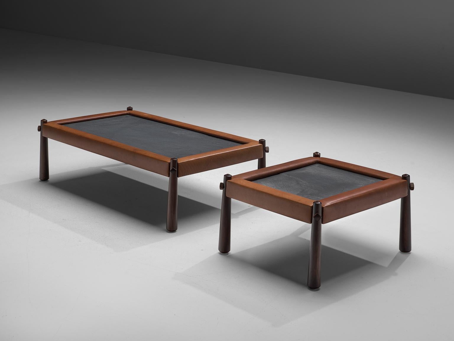 Percival Lafer Coffee Table with Cognac Leather 3