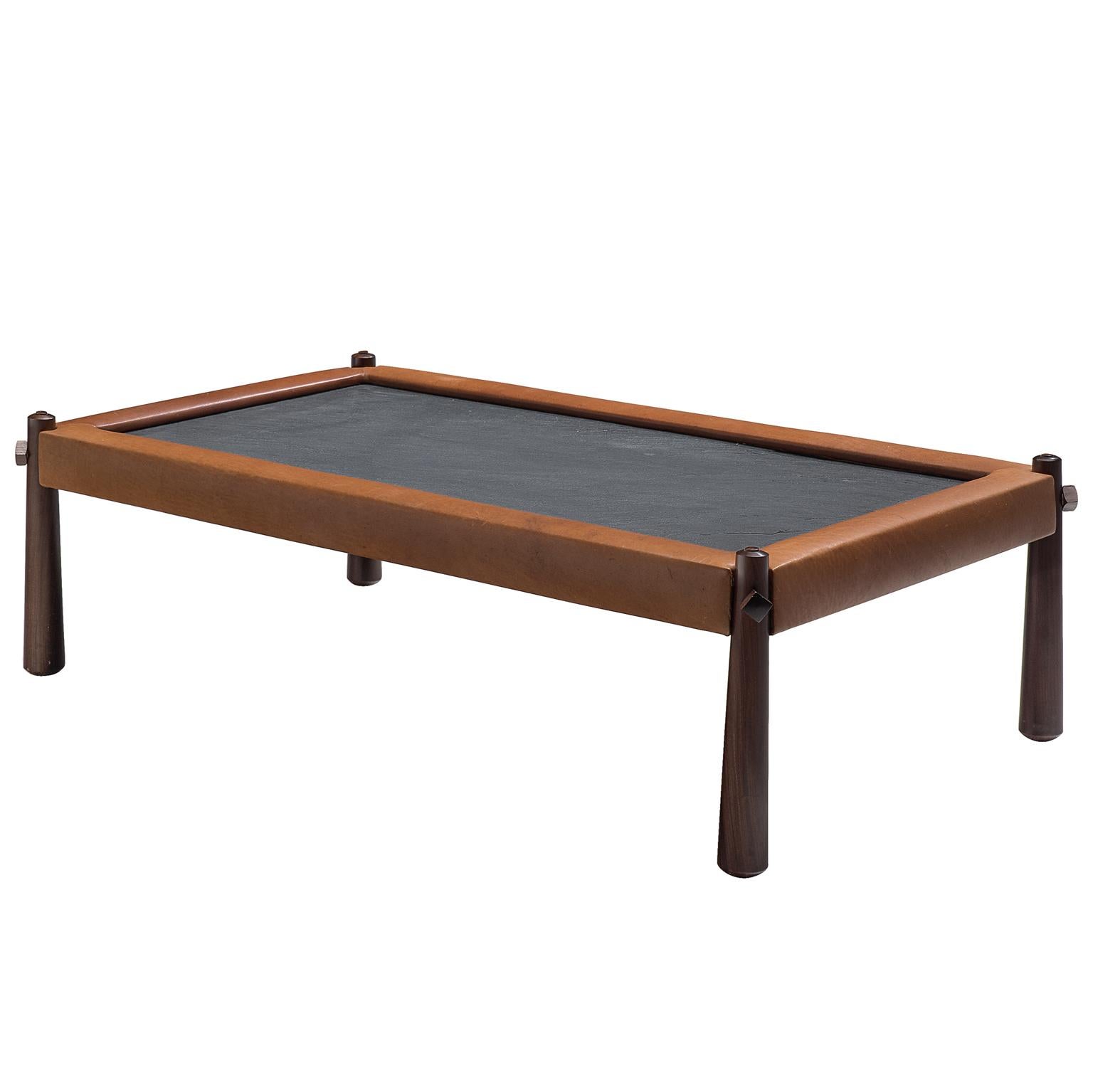 Percival Lafer Coffee Table with Cognac Leather