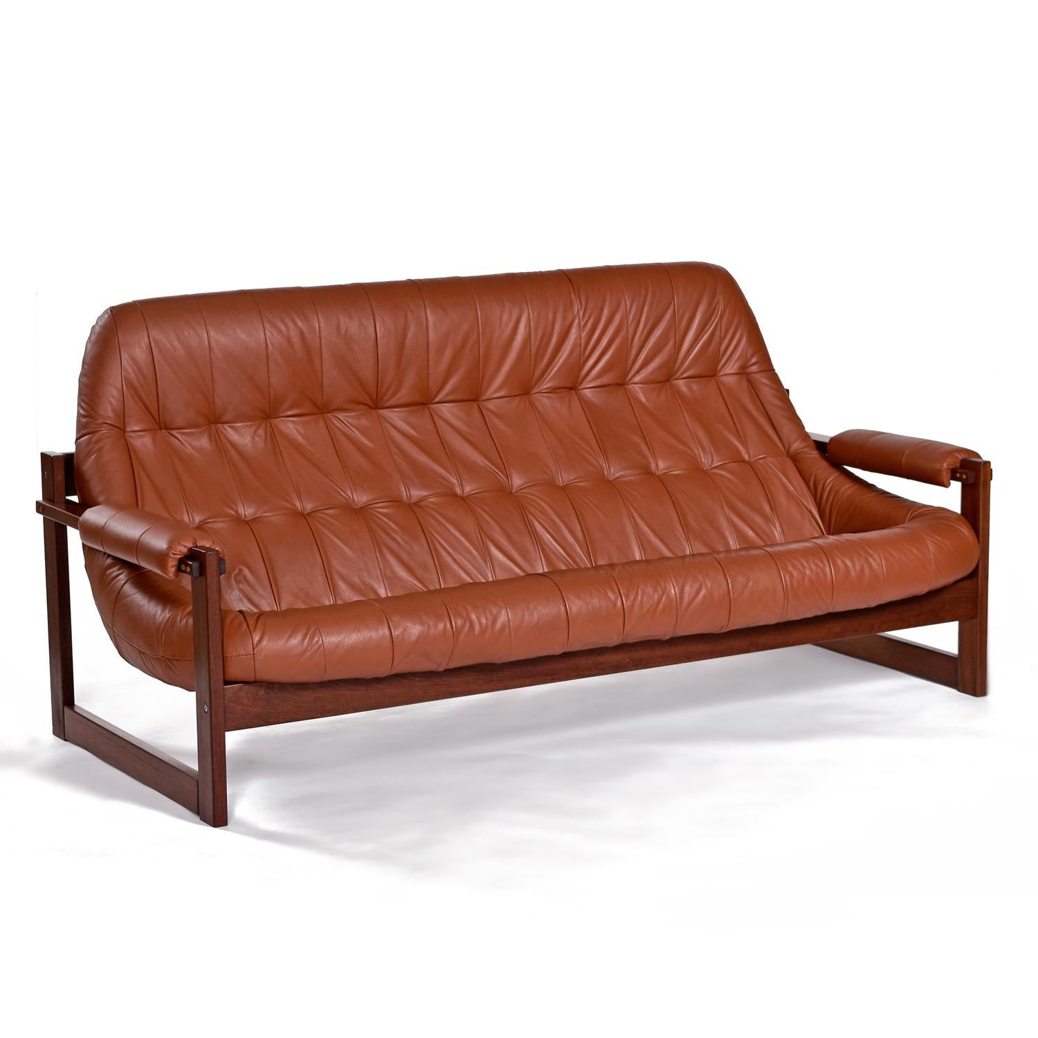 Mid-Century Modern Percival Lafer Cognac Leather & Rosewood MP-163 