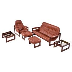 Percival Lafer Cognac Leather & Rosewood MP-163 "Earth" Lounge Seating Set