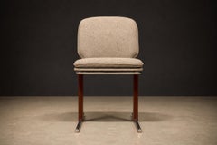 Percival Lafer "Contempo". Ensemble de 4 chaises en bois dur, chrome et chenille. 1970s