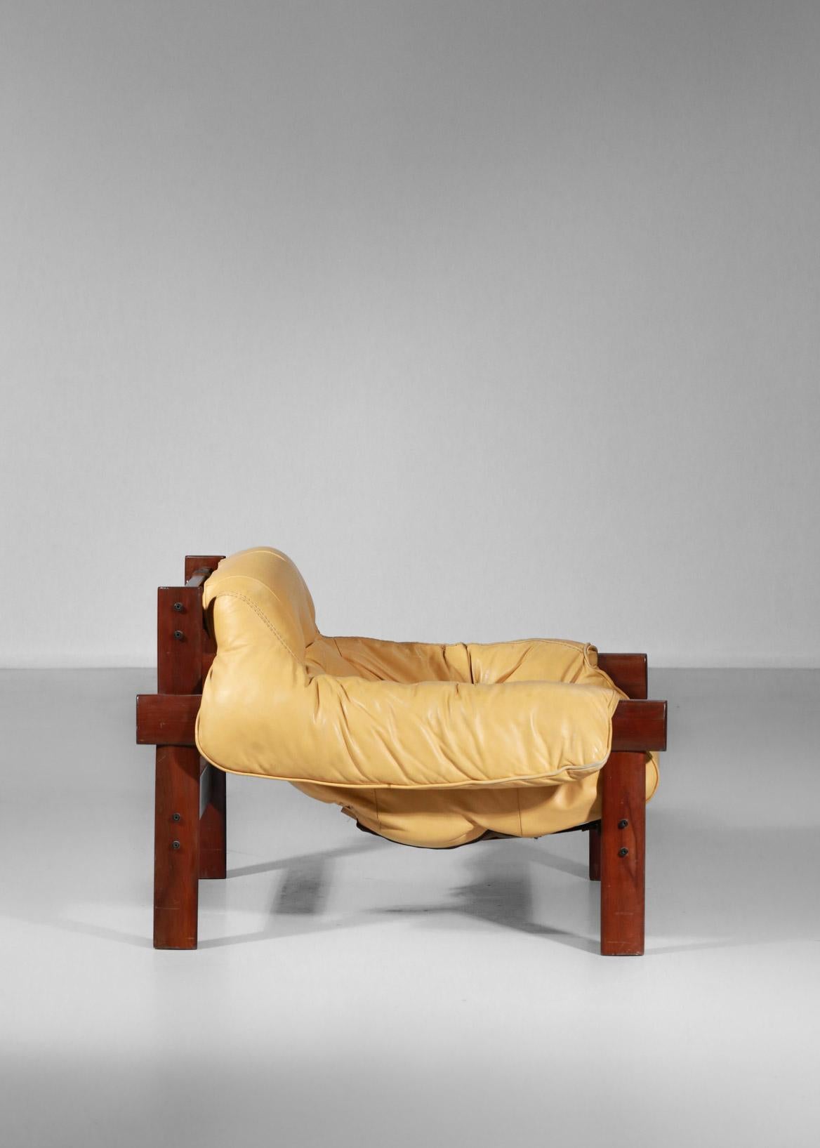 Percival Lafer Designer Armchair in Yellow Leather & Jacaranda Brazilian Design 8