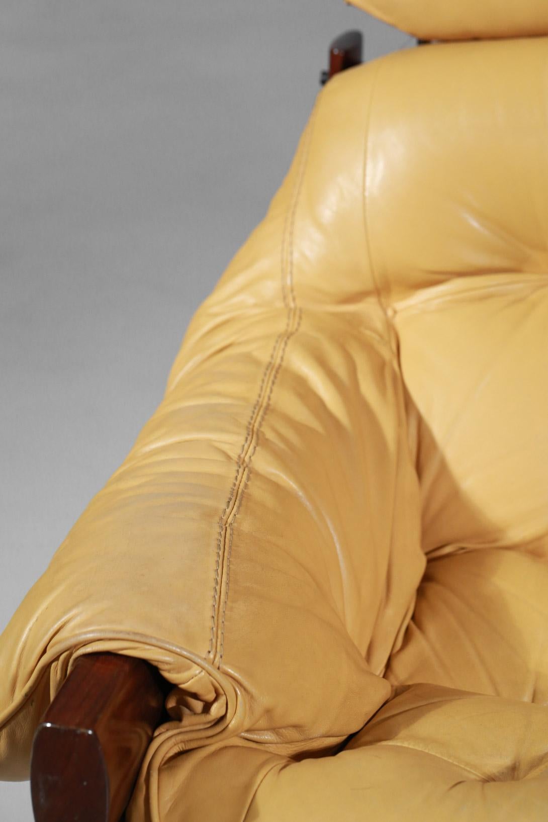 Percival Lafer Designer Armchair in Yellow Leather & Jacaranda Brazilian Design 13