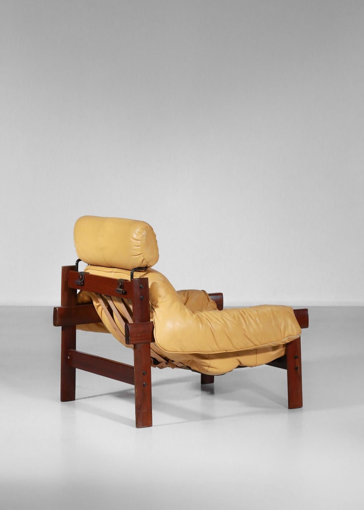 Percival Lafer Designer Armchair in Yellow Leather & Jacaranda Brazilian Design 1