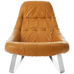 Percival Lafer 'Earth' Chrome and Leather Lounge Chair