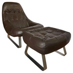 Sillón «Earth» de Percival Lafer con otomana, de ante, estilo moderno de mediados de siglo, 1970