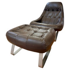 Sillón «Earth» de Percival Lafer con otomana, de ante, estilo moderno de mediados de siglo, 1970