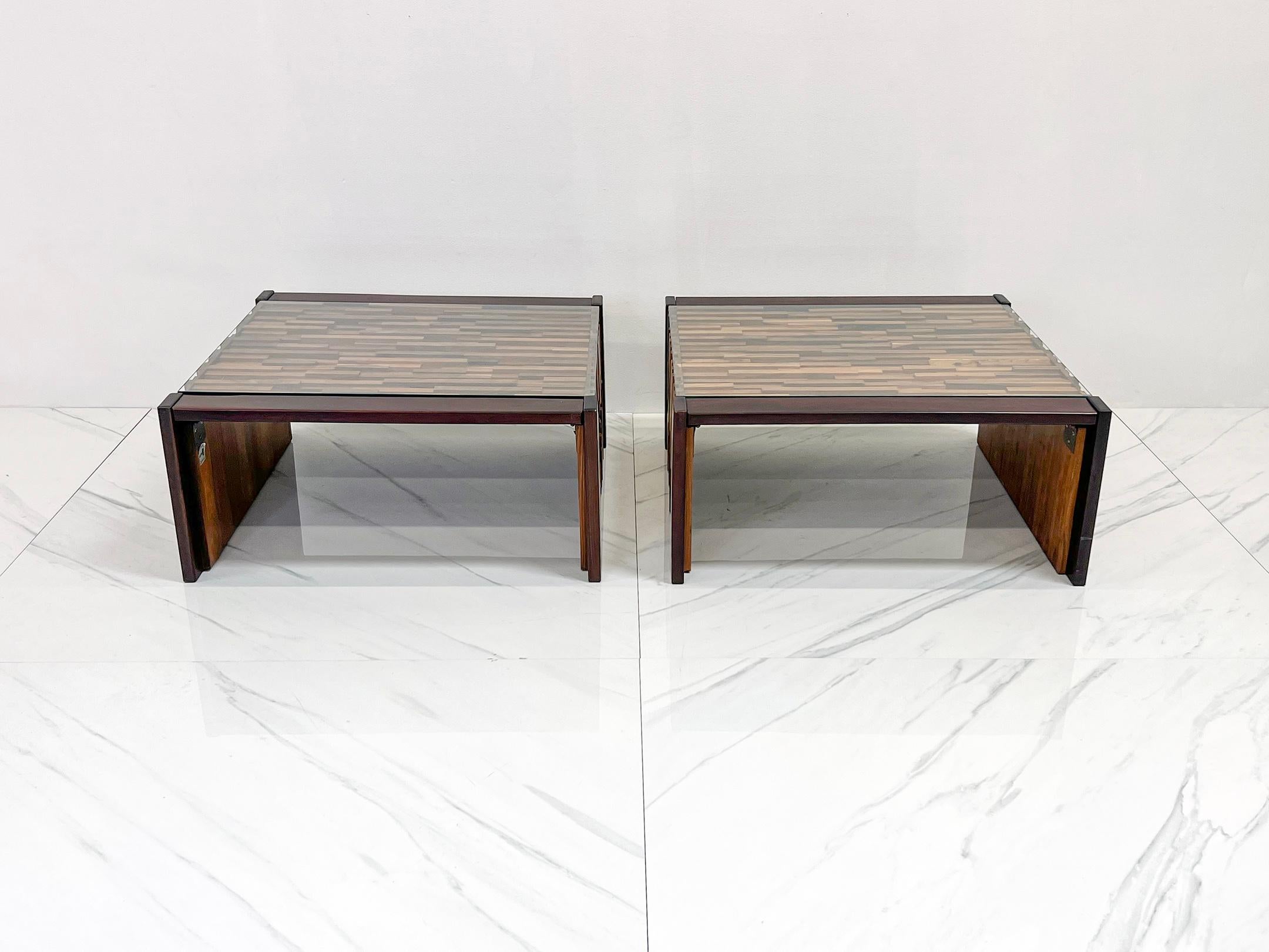 Percival Lafer Folding Rosewood Cocktail Tables, a Pair, 1970s In Good Condition For Sale In Culver City, CA