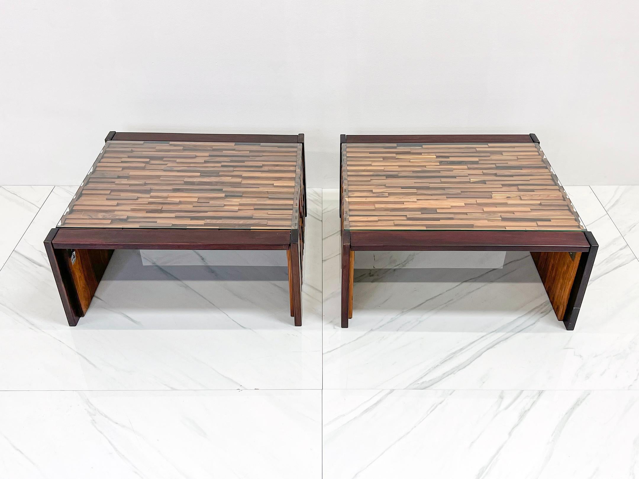Late 20th Century Percival Lafer Folding Rosewood Cocktail Tables, a Pair, 1970s For Sale