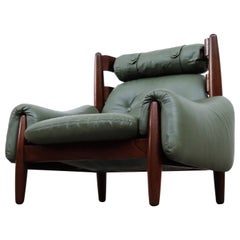 Percival Lafer Inspired Brazilian Lounge Chair with Green Leather