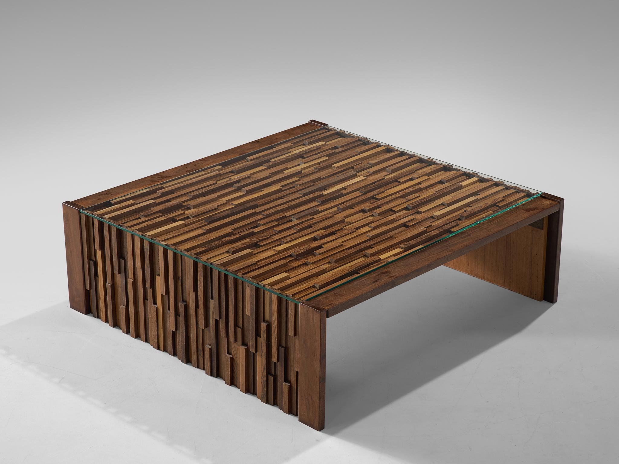 Mid-Century Modern Percival Lafer Large Coffee Table with a Mosaic of Brazilian Hardwoods