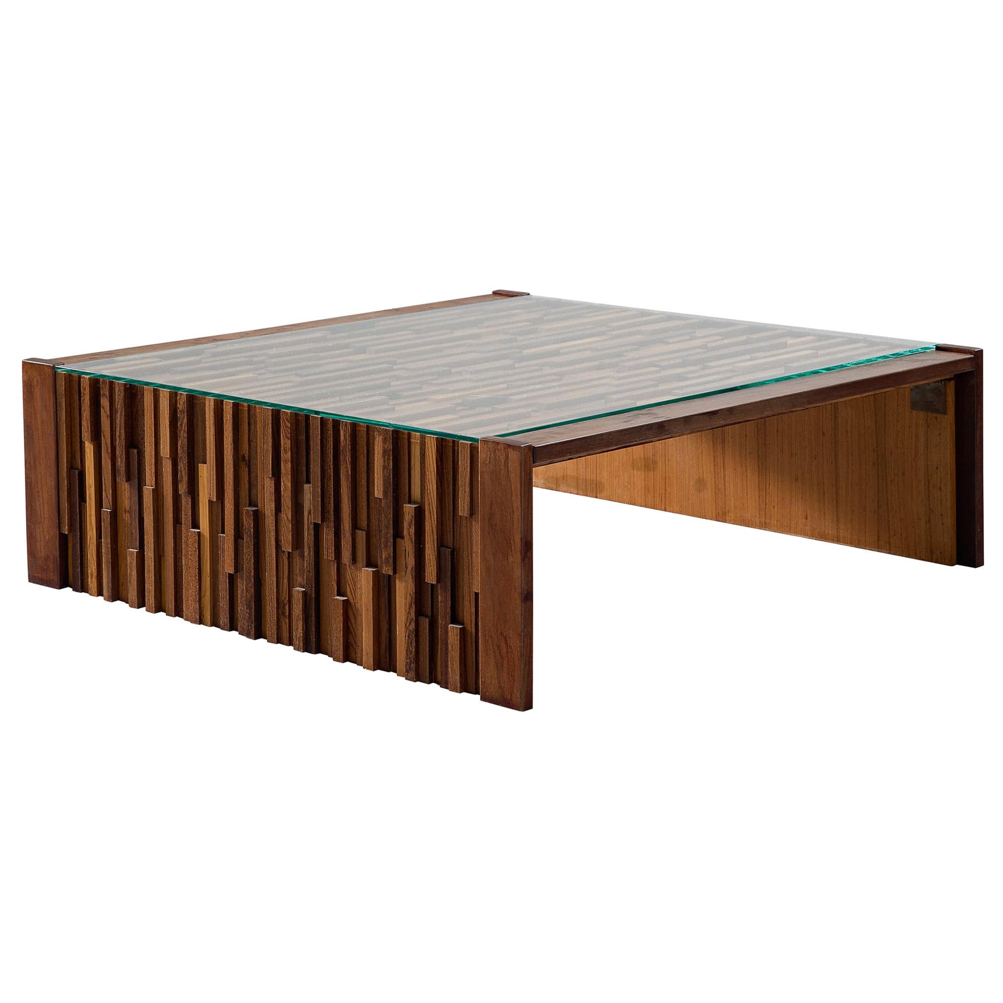 Percival Lafer Large Coffee Table with a Mosaic of Brazilian Hardwoods