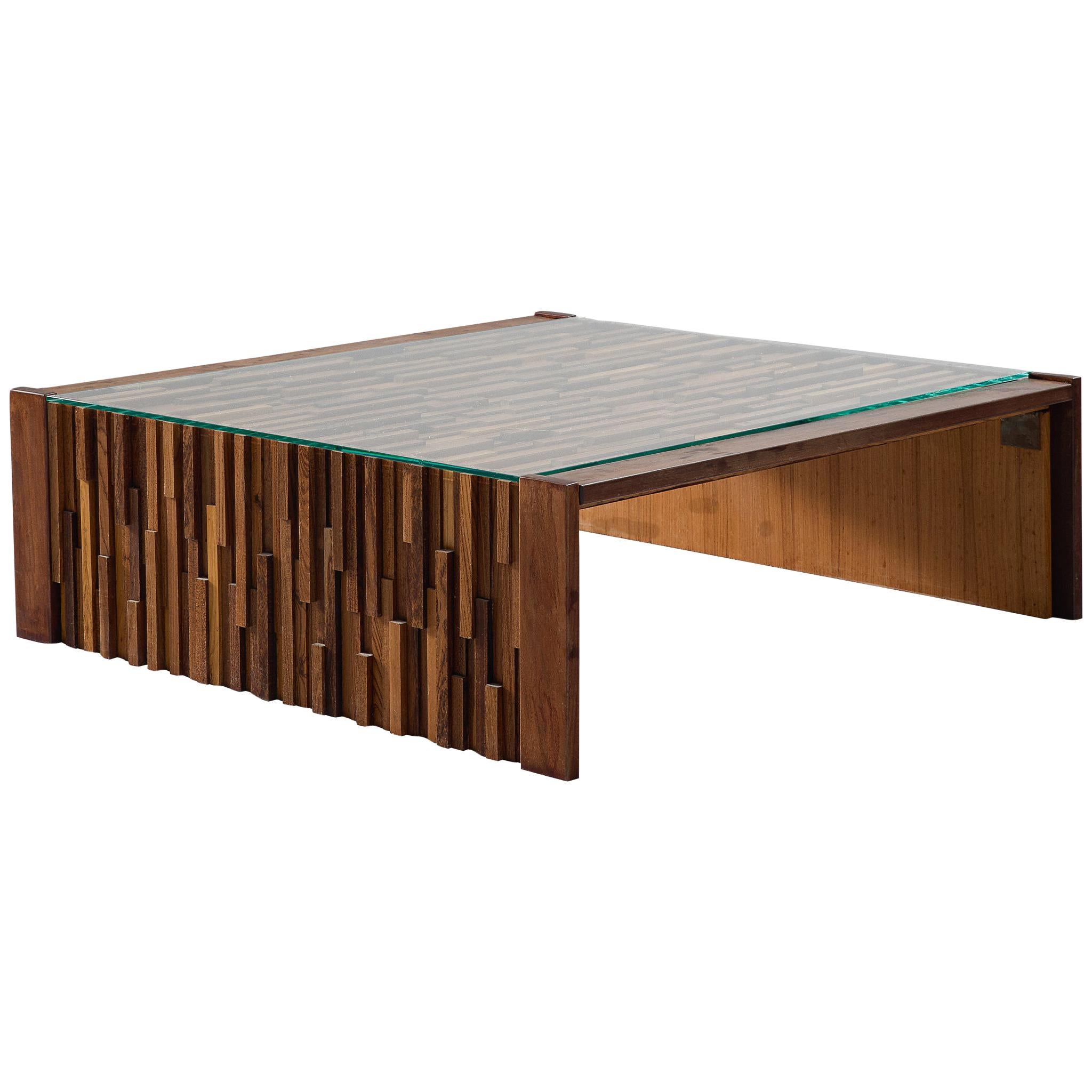Percival Lafer Large Coffee Table with Mosaic of Solid Wood 